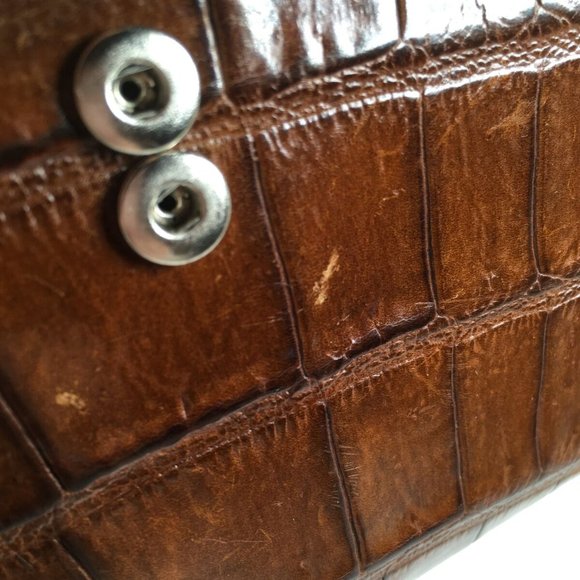 Fossil Vintage Brown Leather Reptile Print Wallet - Picture 10 of 12